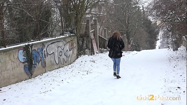 Got2pee Brings Another Desperately Peeing Girl In Snowy Steps - Featuring Big Puddle thumbnail