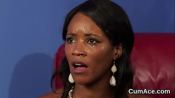 Sexy centerfold gets jizz load on her face_swallowing all the ejaculate