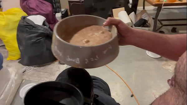 Ebony Slave Pukes Chocolate Milkshake Into Dog Bowl, Takes Throatpie And Drinks Puke Through A Funnel For Master. Racial Degradation, Spitting, Nose Blowing thumbnail