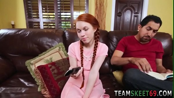 Tiny redheaded teen gets facial after getting fucked and bj