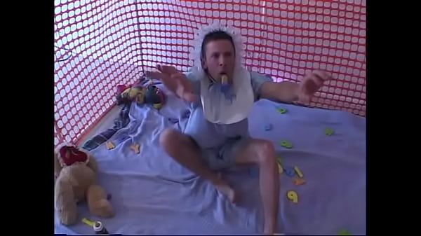 Play MP4 - Beautiful brunette babysitter with a tattoo on a round ass teases her charge with a big cock in the crib