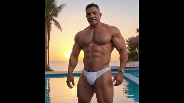 Erotic muscle men in_the shower beach pool