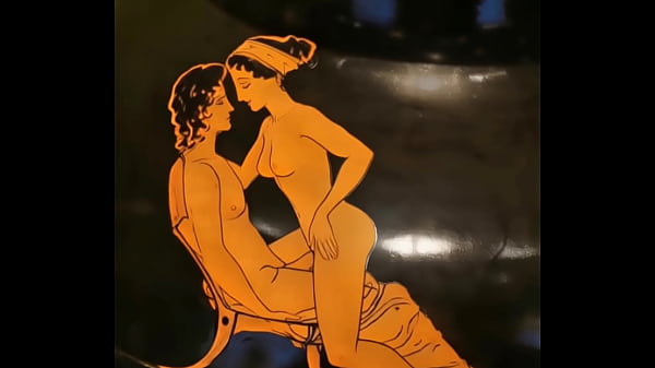 Playing with ancient erotic art comes to life young couple has loving sex 