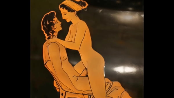 Playing with ancient erotic art comes to life young couple has loving sex