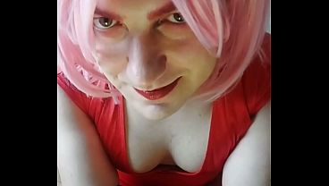 Red Long Dressed Pretty White Femboy