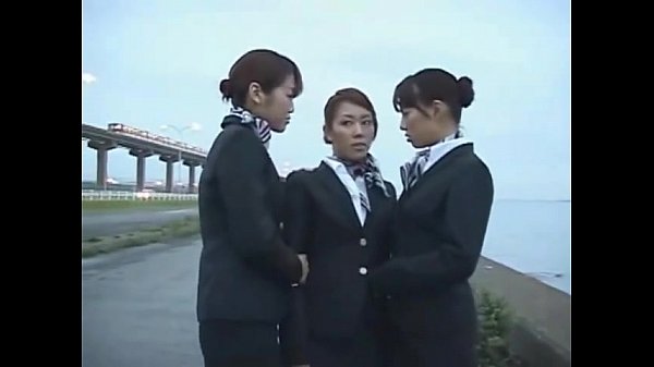 3Japanese Lesbian Airline Stewardess Girls Kissing