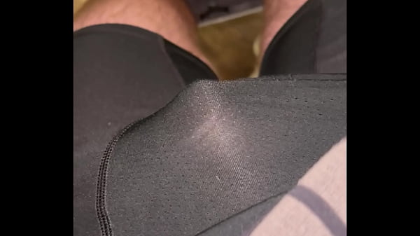 Throbbing and leaking in my compression shorts 