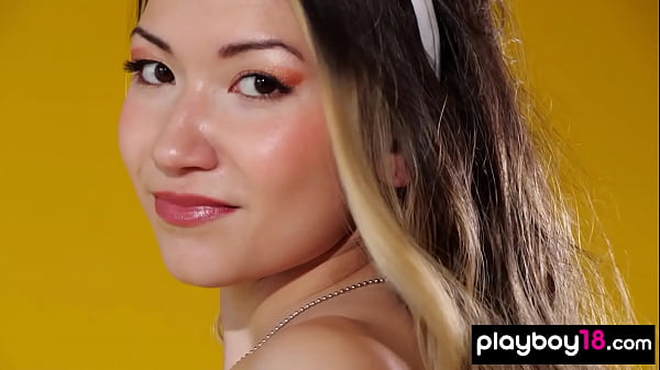 Glamorous all natural asian muse taking off her fancy lingerie 