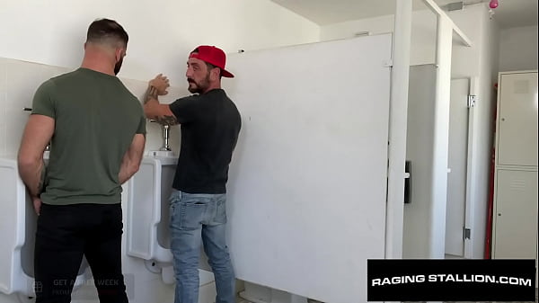 Muscle Bear Bangfest In  Public Bathroom 