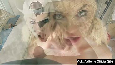 Pigtailed Diva Vicky Vette Bounces Her Tits And Suck Her Lover's Cock! thumbnail