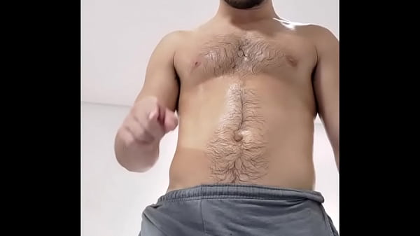 Play MP4 - Fit straight man in gray joggers sweatpants - hot workout