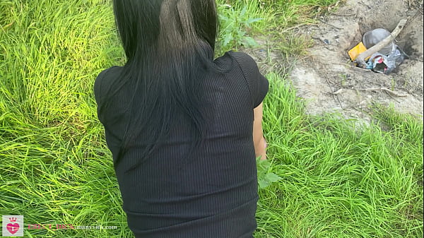 Throat and anal fucking skinny teen in nature