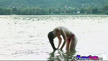 Petite Czech teen Elilith Noir stripping and posing naked at the beach