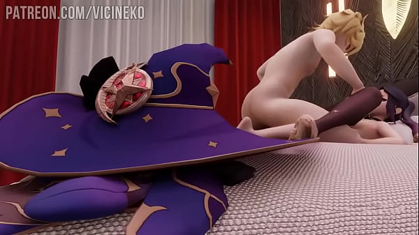 Aether giving Mona a creampie -_Genshin_Impact