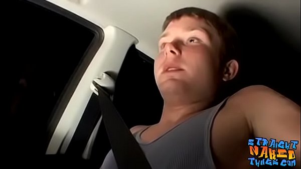 Twink cums while jerking off in the car 