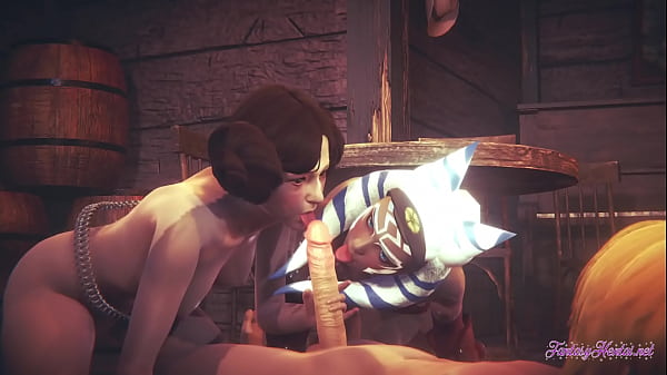 Starwars Hentai Threesome Ahsoka Leia 3D 4K 