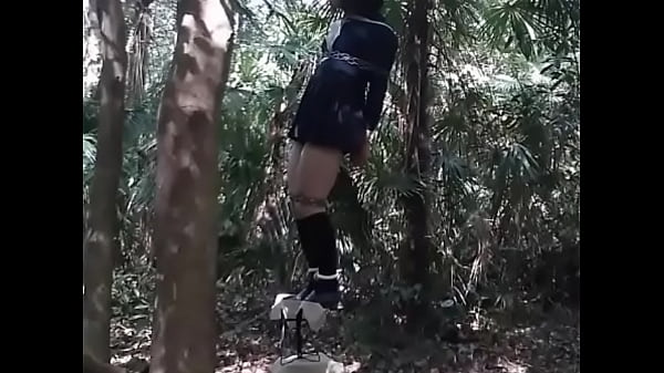 Tied ladyboy on the platform 