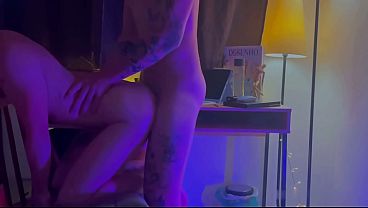 Girlfriend drawing peacefully until i surprise her with hard fuck from behind 