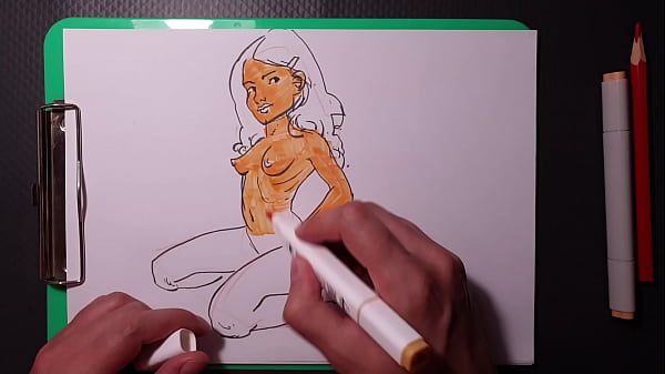 quick marker sketch of a naked sexy girl,blonde