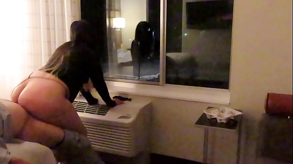 Having fun wearing_a see through_short dress in hotel public areas