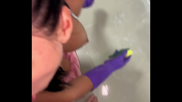 Horny cleaning day &mdash; doggy style & messy cumshot