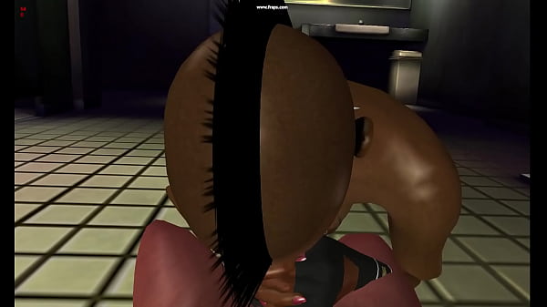 3d ebony punk slut takes fat black cock in the bathroom