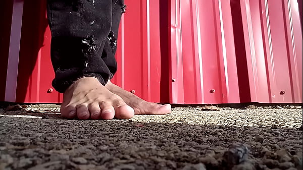 Male dirty spit feet