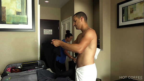 Room service big booty latina gets fucked doggy style by guest and squirts on his chest