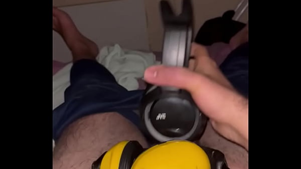 Headphones and ear defenders fuck and cum