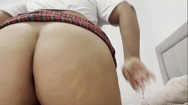 A student without panties got aroused at home alone 