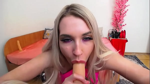 Blonde with big tits sucks a huge cock and wants you to cum in her mouth 