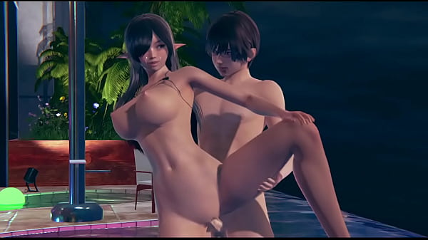 Having fun with dark elf in the pool 