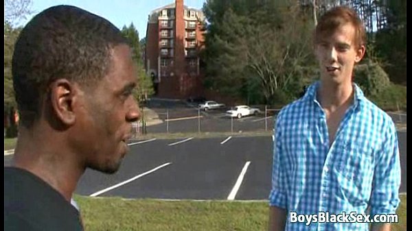 Black boy and white guy in interracial gay scene 15