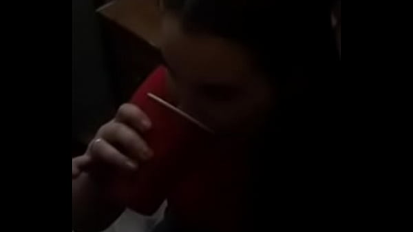 Nasty girl drinks spit