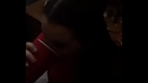Nasty girl drinks spit