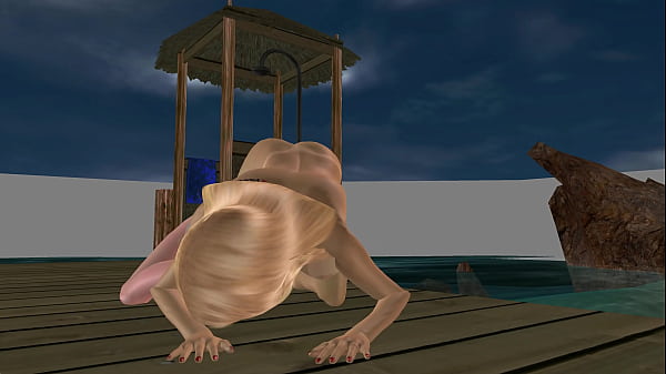 Beach Dildo Sluts: Hot Babe & Busty Shemale Share Every Inch 