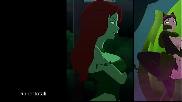 Poison Ivy_seduces_Catwoman_and batgirl with her cock