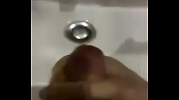 Jerk in bathroom and cum