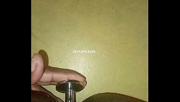 Chubby boy jerking off while a toy is in his asshole upclose