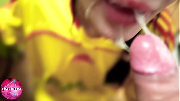 Blindfolded brunette deepthroat big cock and facial pov