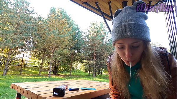 Masturbation And Blowjob In A Park From A Smoking Blonde From Idinalex thumbnail