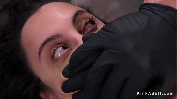 Experienced brunette slave suffers extreme hogtie bondage and pussy and nipples torment 