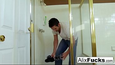 Alix &amp_ August fuck their Plumber after he fixes their shower