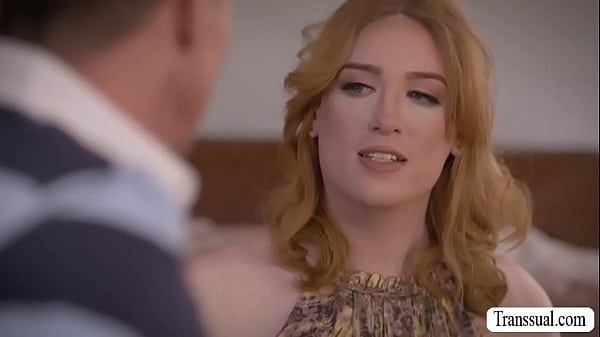 Straight dude and his TS stepsister are on the bed kissing each other.After that,they bareback fuck each others ass so deep and hard. 