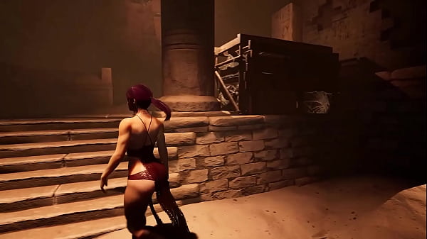 Lara solves the mystery of an ancient statue with a huge penis with her ass. 3D Hentai Game. Anime 