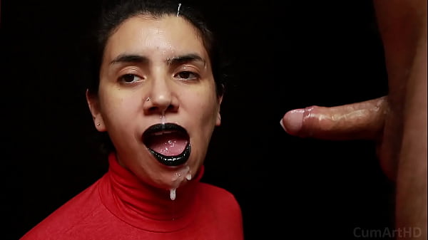 CFNM - Red turtleneck, Black_lips - Handjob Cum mouthful Cum on clothes
