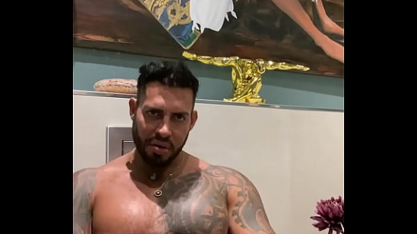 Latino man Viktor rom flexing muscle and masturbate his bbc humiliation to you 
