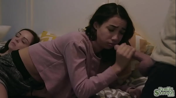 Jackie Rogan_sucking_off her_Aliya Brynns big_prick and makes_him cum