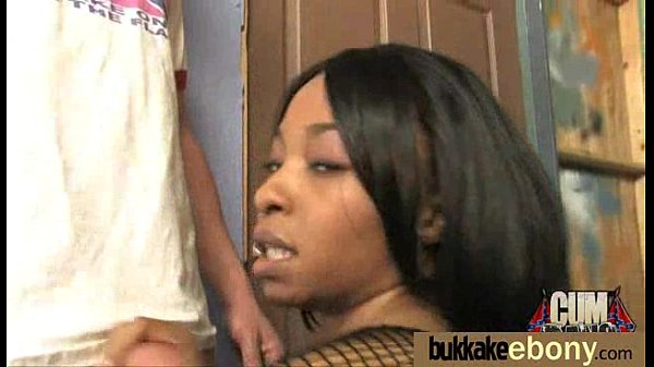 Ebony CumSlut Hottie Bukkake Party 17