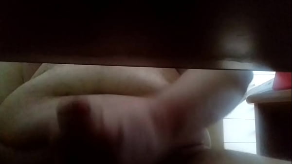 Naked fat man jerks at porn